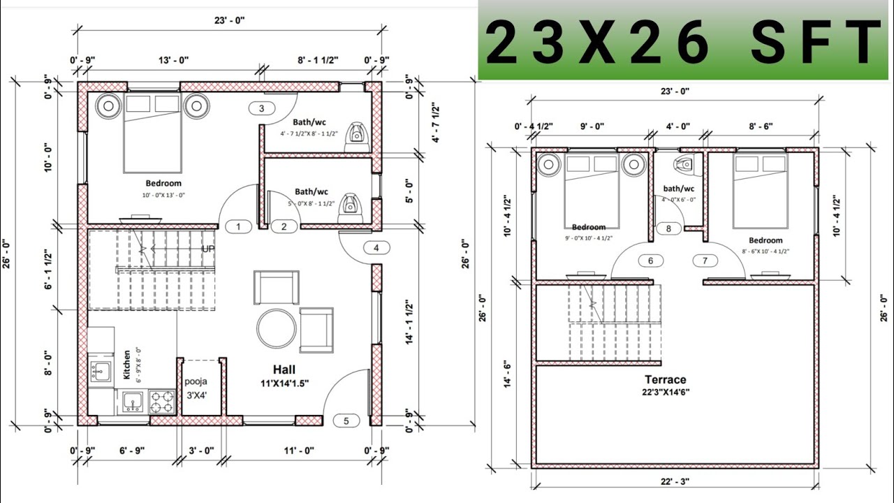 23X26 Square feet House plan || 23X26 one BHK plan || Ghar ka Naksha