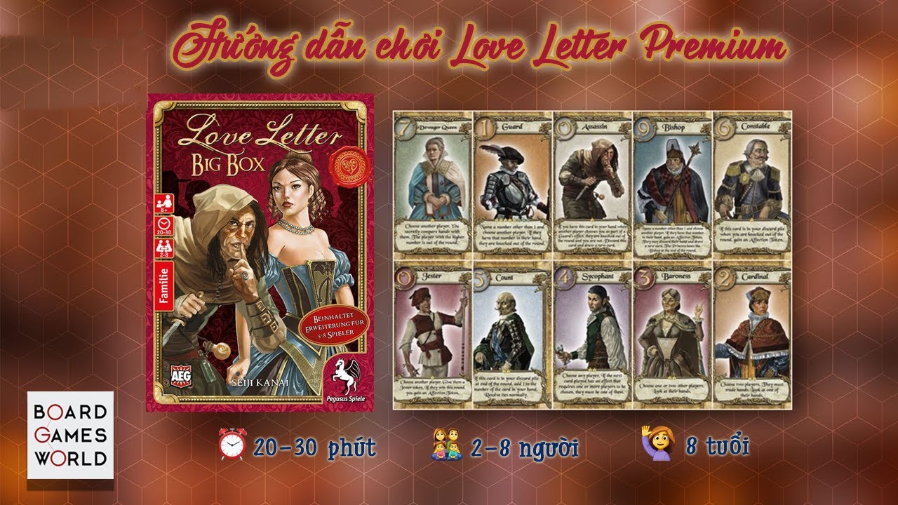 HƯỚNG DẪN TRÒ CHƠI BOARD GAME LOVE LETTER PREMIUM (BẢN FULL)- BỨC THƯ TÌNH GỬI CÔNG CHÚA