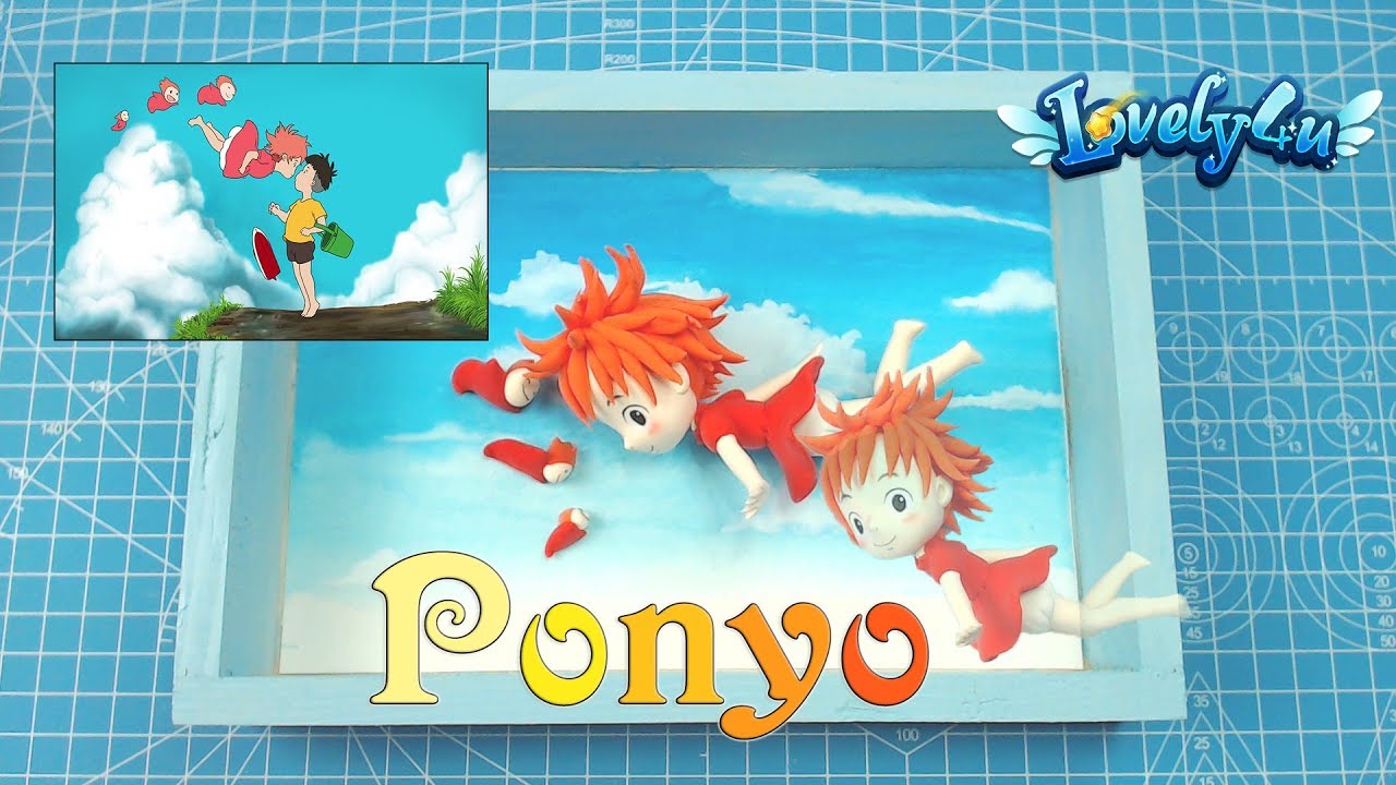 97】Ponyo frame deor/ Stop Motion【Clay Tutorial/ Anime Figure/ DIY/Lovely4u】