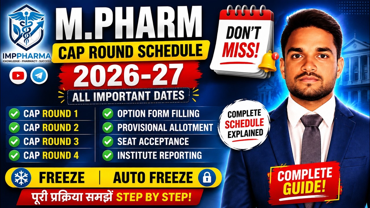 M.Pharm CAP 2026-27 📅 CAP Round 1-4 Complete Schedule | All Important Dates