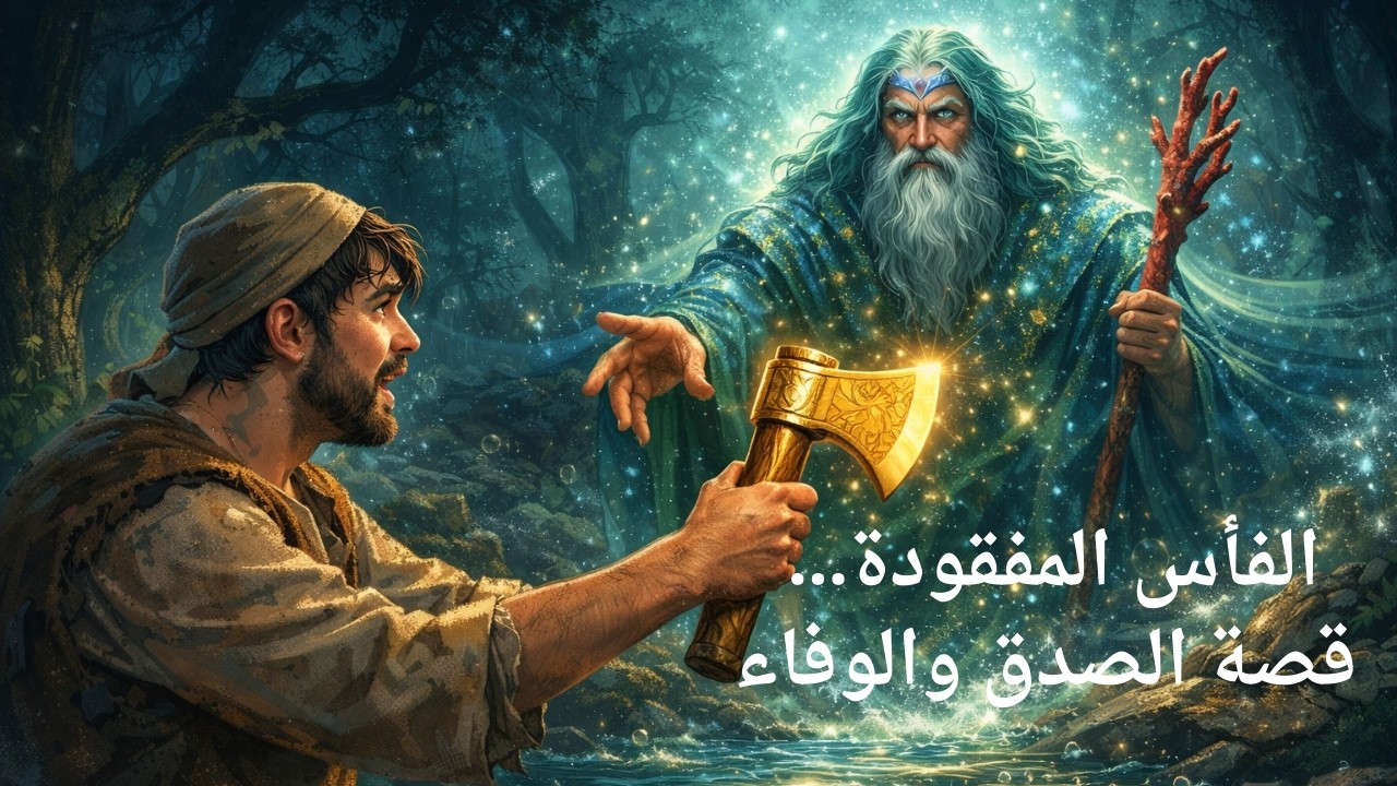 الطمع أم الأمانة؟ قصة الحطاب والجني العجيب