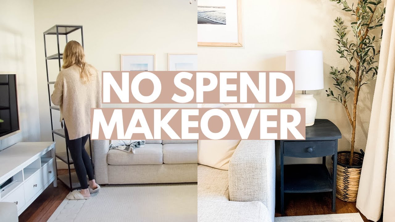 *mini* DIY LIVING ROOM MAKEOVER | no spend makeover, painting furniture + diy living room decor
