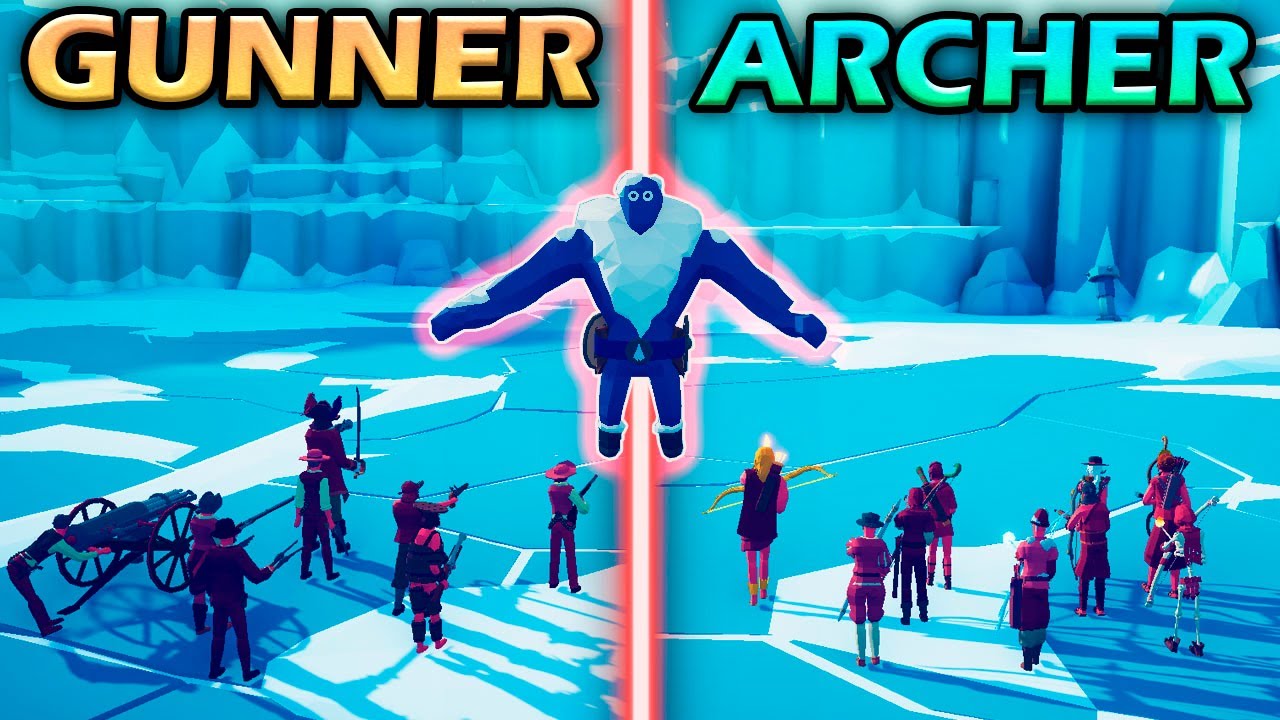 ARCHERS vs GUN TEAM – Who Defeats the ICE GIANT Cheaper? - Totally Accurate Battle Simulator | TABS