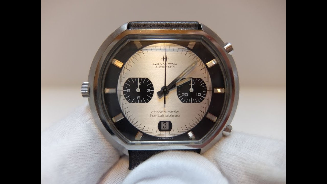 Vintage panda dial Hamilton chronograph Fontainebleau watch