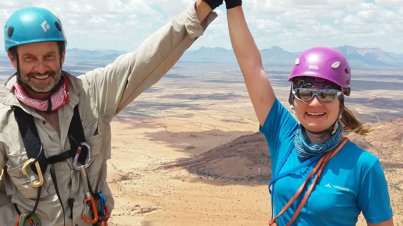 Rock climbing at Spitzkop, Namibia