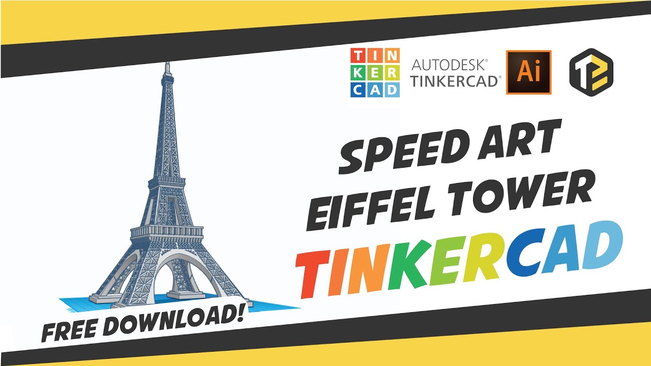 Speed Art of Eiffel Tower || How to Make || TinkerCAD and Illustrator || Free Download File