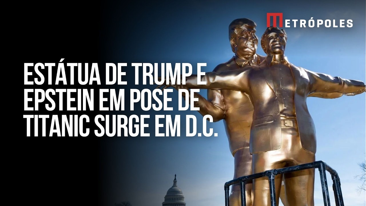Estátua de Trump e Epstein em pose de “Titanic” é instalada em Washington