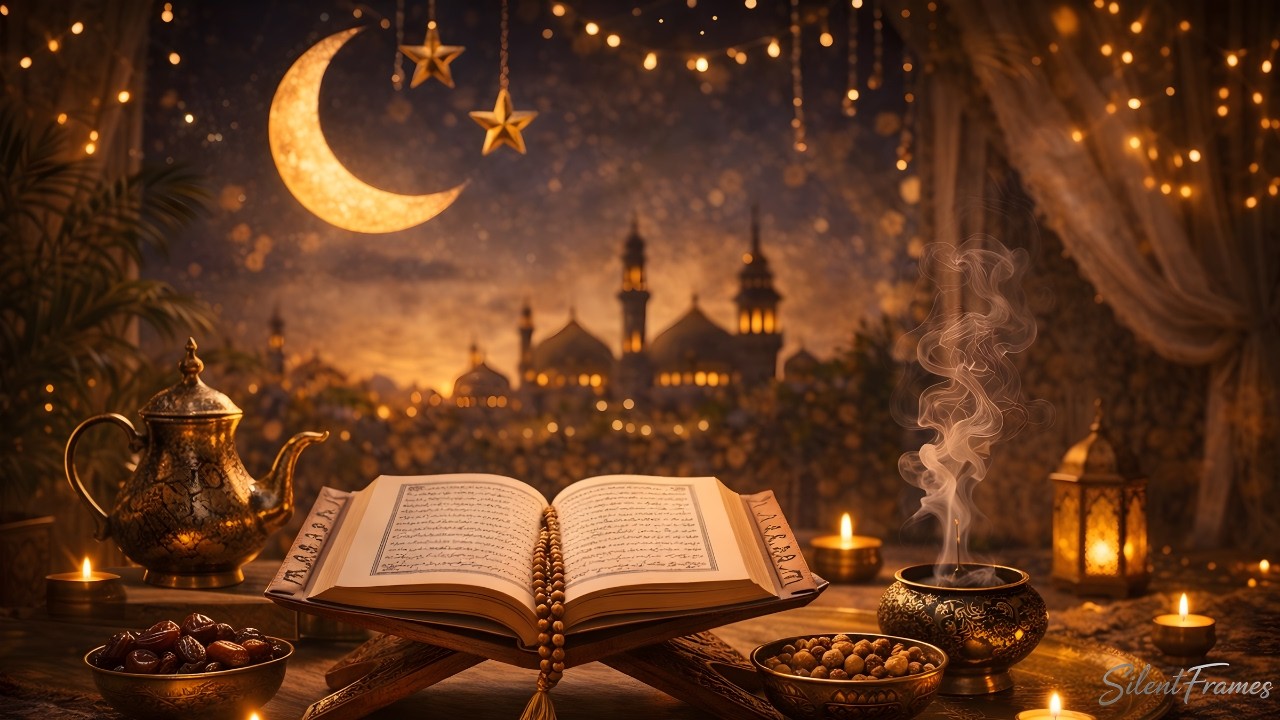 Ramadan Night Ambience 1 5 Hours 🌙 Peaceful Quran & Lantern 4K Islamic Background