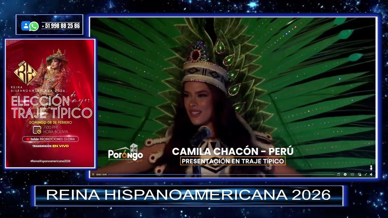 CAMILA CHACÓN DE PERÚ EN TRAJE TÍPICO EN EL REINA HISPANOAMERICANA 2026
