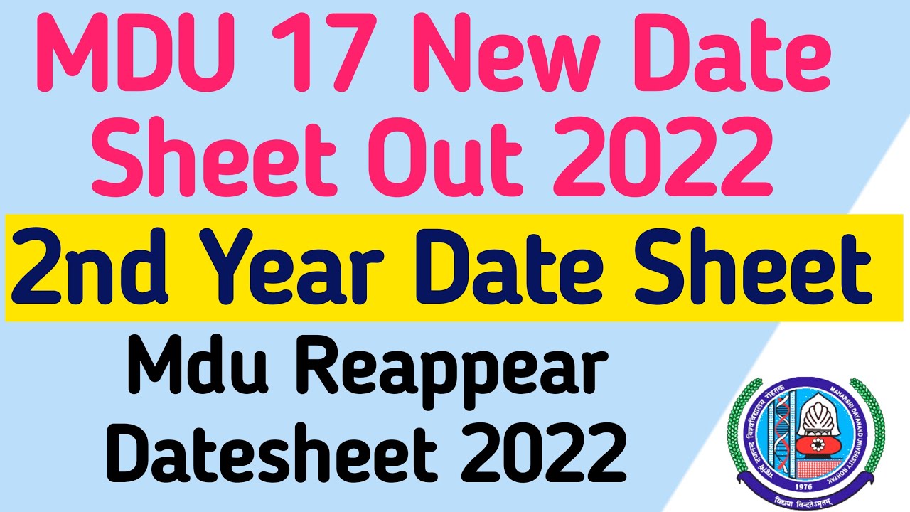 Mdu 2nd Year datesheet out 2022 | Mdu 2nd Year Reappear Datesheet | Mdu   Latest Datesheet