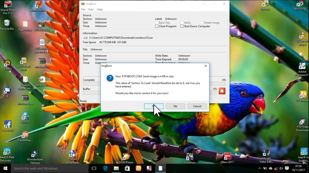 IMG BURN  ISO file making of windows  any versions