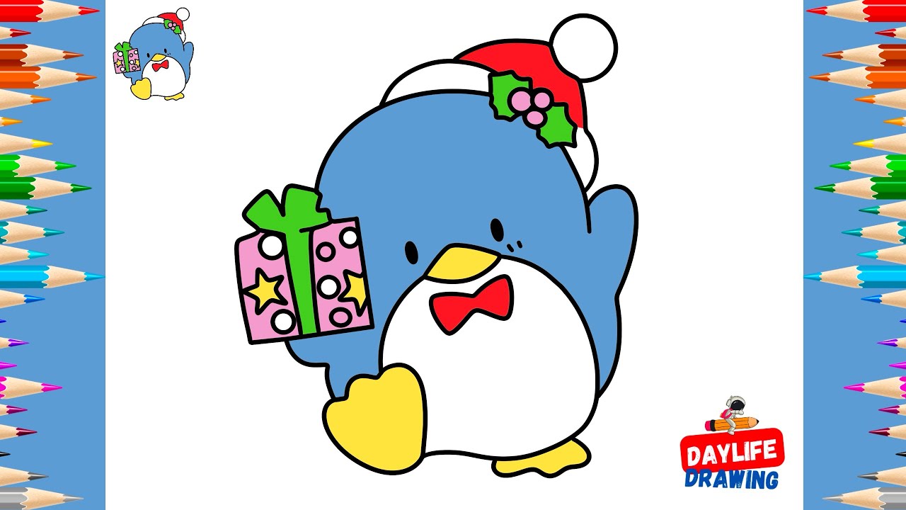 How to Draw Christmas Tuxedo Sam | Simple and Easy Christmas Drawing Tutorial