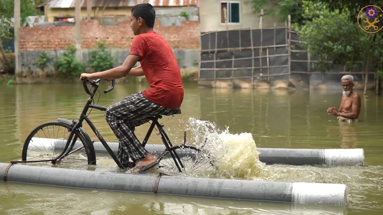 Diy water bike | Biking on wate | Riding Bike On Water