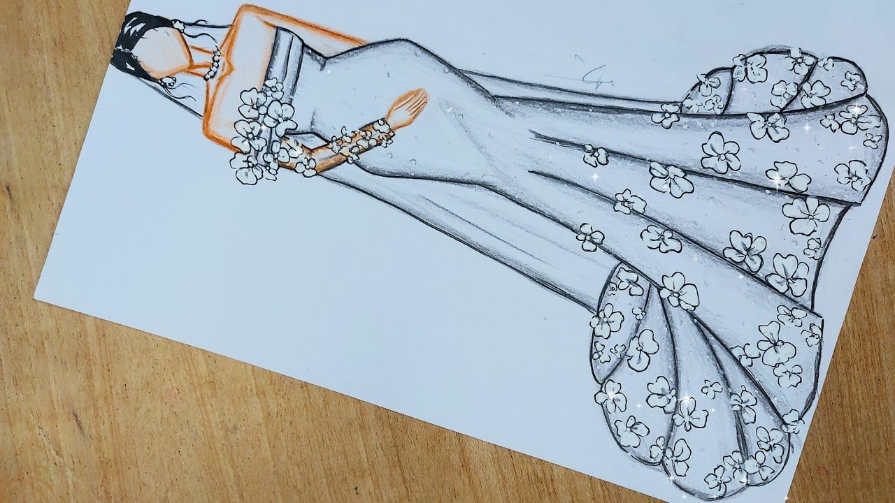 رسم فستان عروس سهل جدا بالخطوات / رسم فستان زفاف | رسم فساتين | wedding dress drawing | رسم بنات