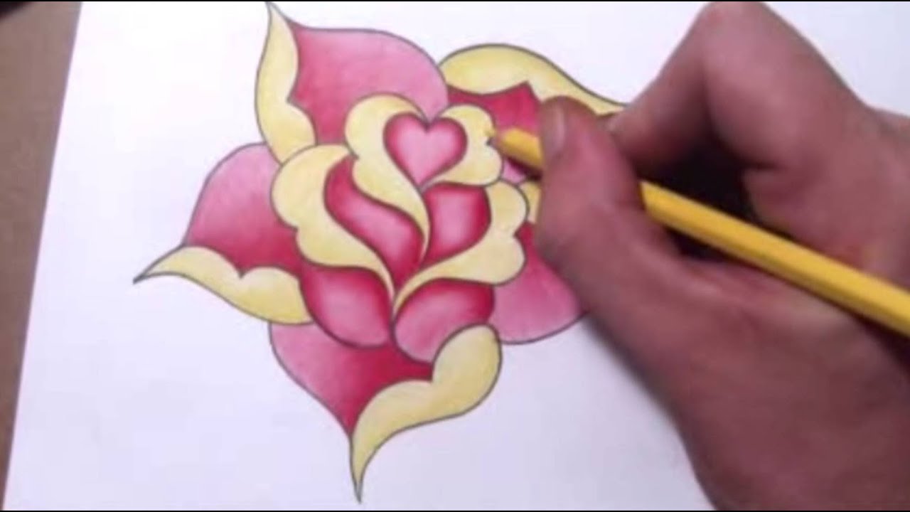 How To Draw a Simple Rose Design With a Heart