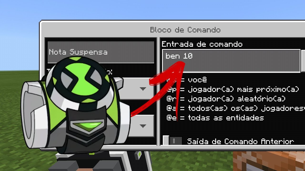 COMANDO DO OMNITRIX BEN 10 NO MINECRAFT PE (COMMAND BLOCK) omnitrix command mcpe