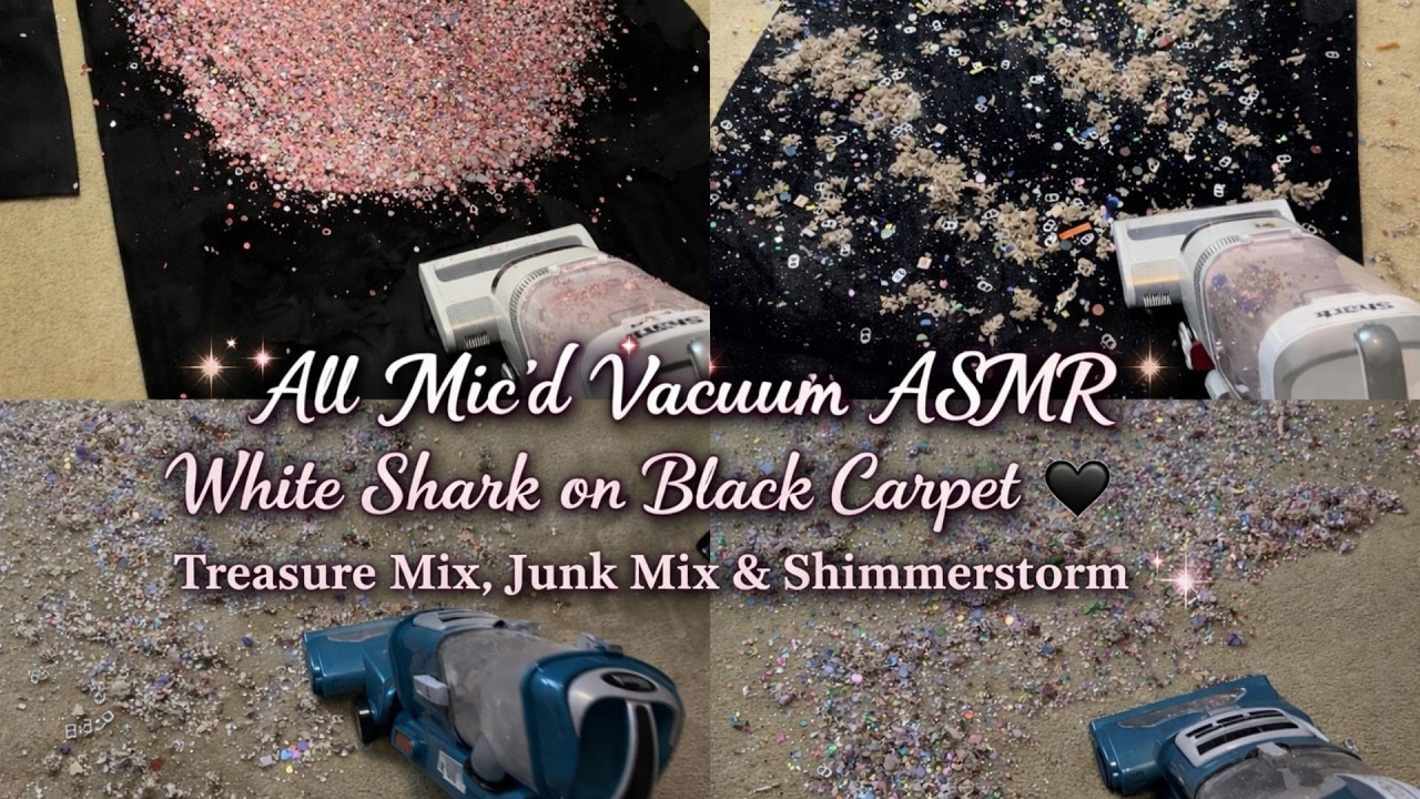 ✨ All Mic’d Vacuum ASMR | White Shark on Black Carpet 🖤 Treasure Mix, Junk Mix & Shimmerstorm ✨