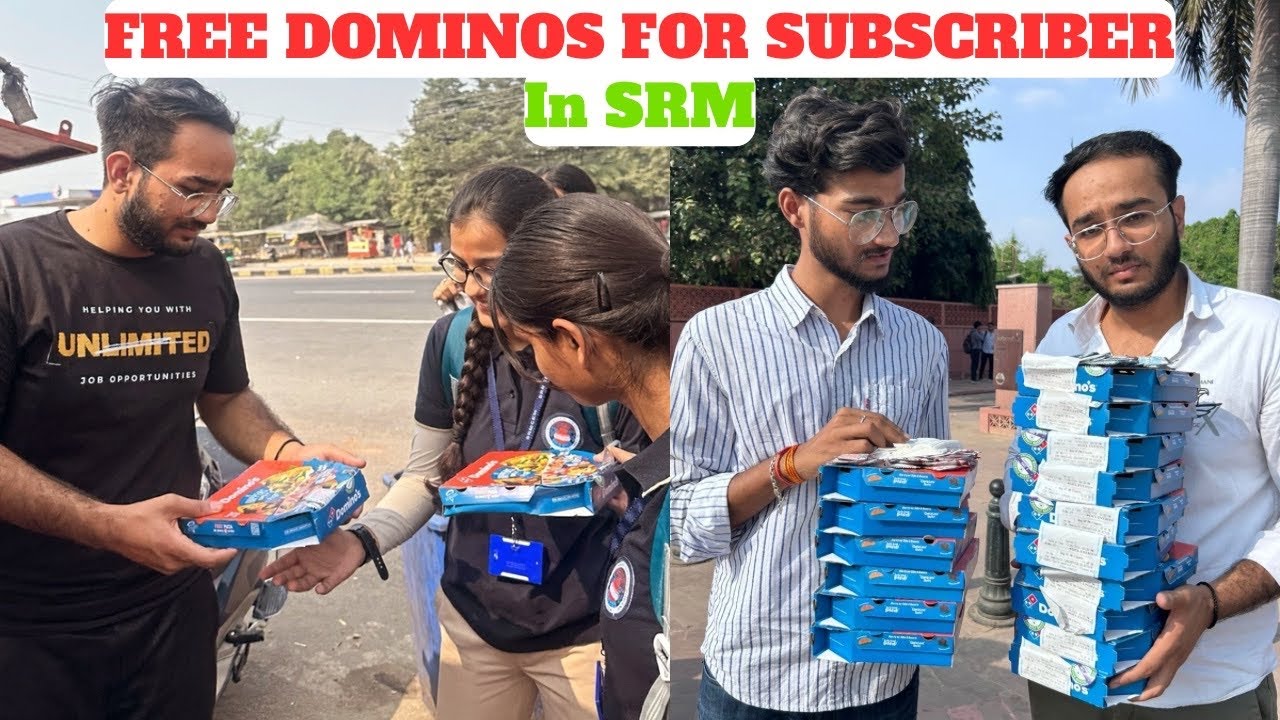 PIZZA GIVEAWAY TO SUBSCRIBERS IN RAMSWAROOP COLLEGE #srmcem #srmu #giveaway #freedomino