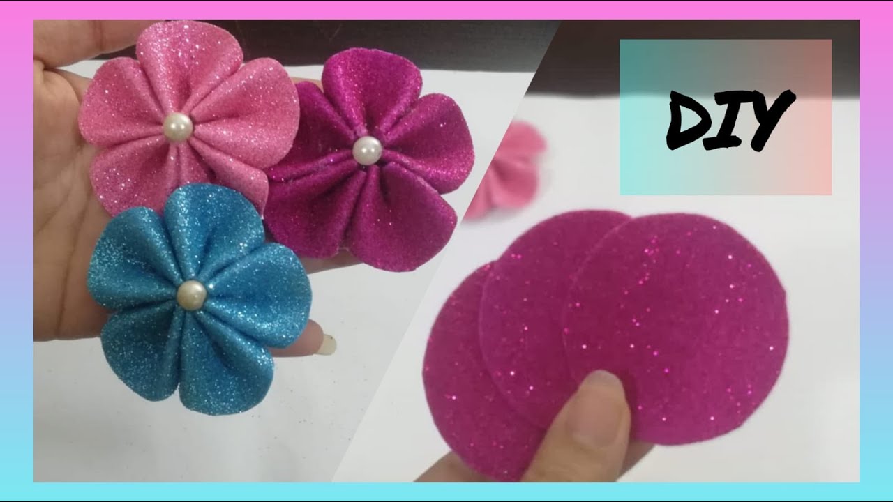 How to make glitter foam sheet flower| DIY easy foam sheet flower | eva foam craft