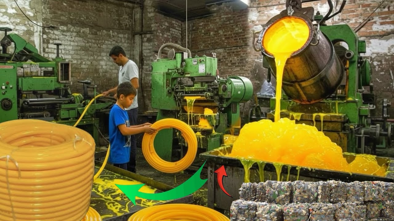 Recycling Millions of Plastic Bottles Convert into Garden Pipes♻️