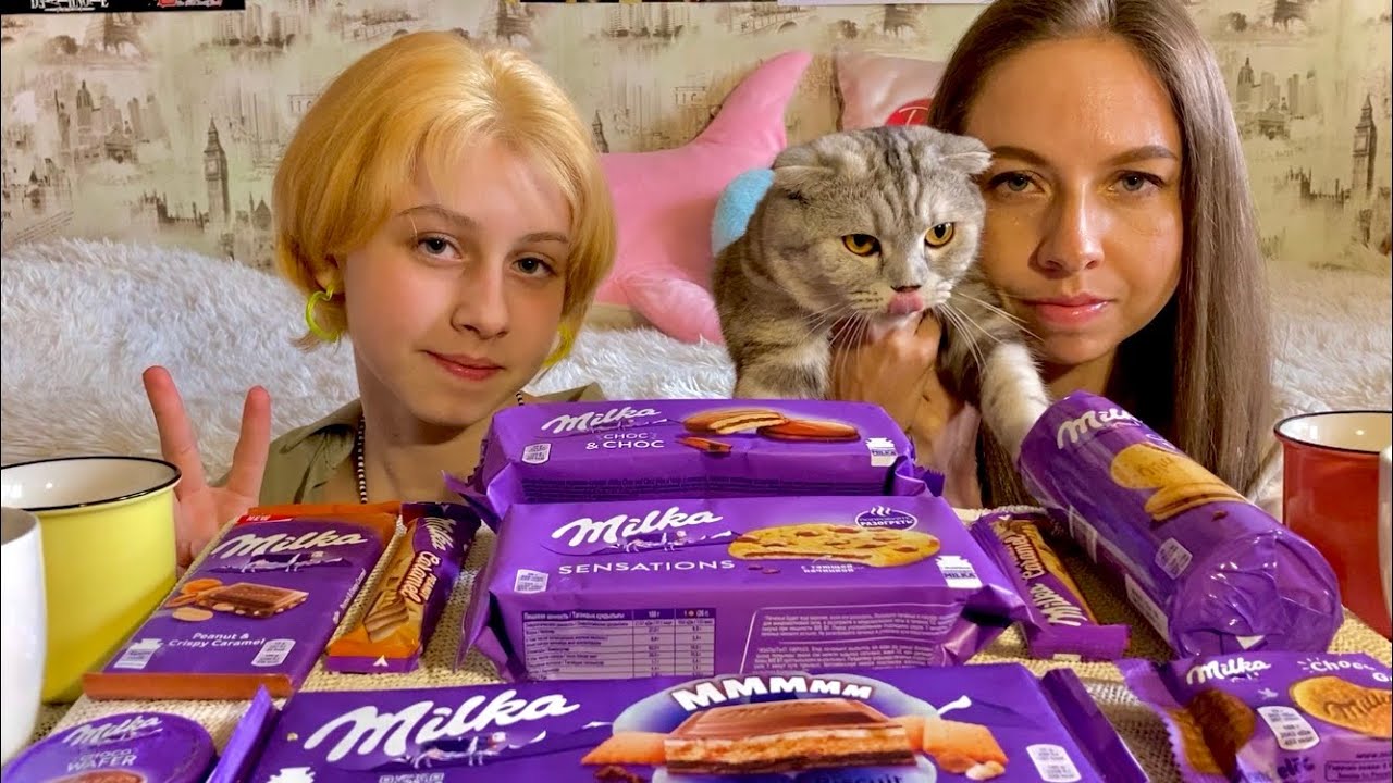 СЛАДКИЙ МУКБАНГ🍪МИЛКА/День Рождения🐈‍⬛МИЛКИ/ШОКОЛАД, ПЕЧЕНЬЕ/MUKBANG MILKA