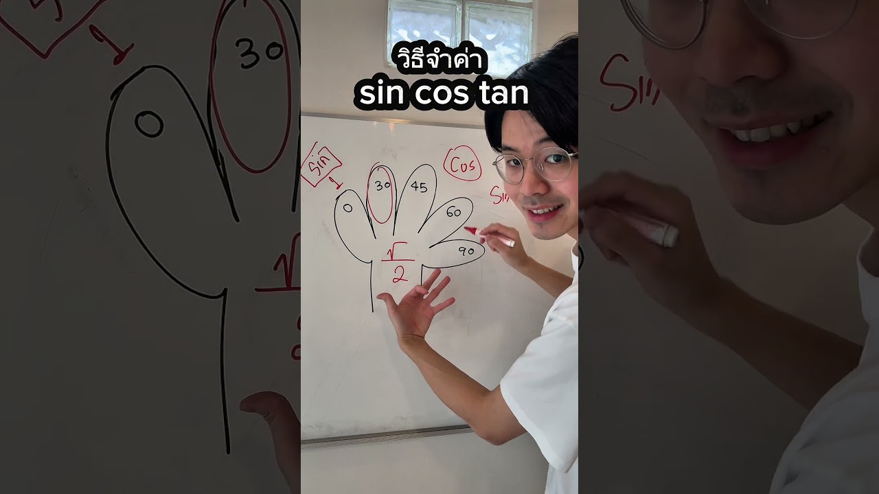 วิธีที่กูใช้ในการจำ sin cos ส่วน tan คือ sin/cos หรือ root(จำนวนนิ้วฝั่งซ้าย/จำนวนนิ้วฝั่งขวา)