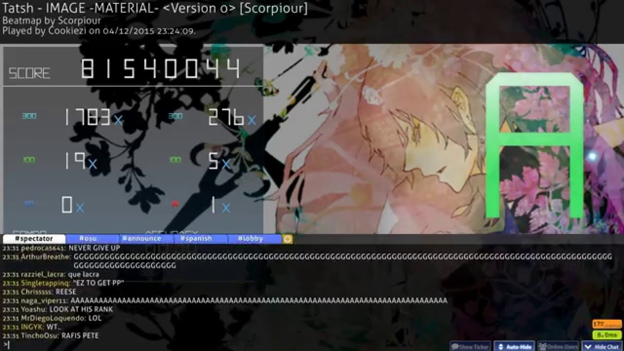 Cookiezi rank #1 on IMAGE MATERIAL x2199 combo + IN-GAME CHAT REACTION