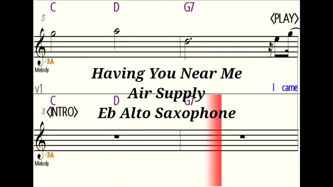 Having You Near Me - Eb Alto Saxophone - Play Along - Sheet Music - Backing Track