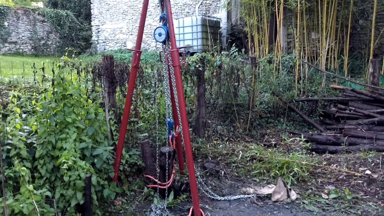 Arrachage de souche au palan