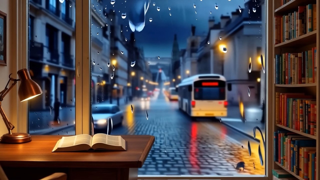 Rainy Night City 🌧 10 Hours Cozy Window Ambience for Relax, Study & Sleep 🌙 Rain sound