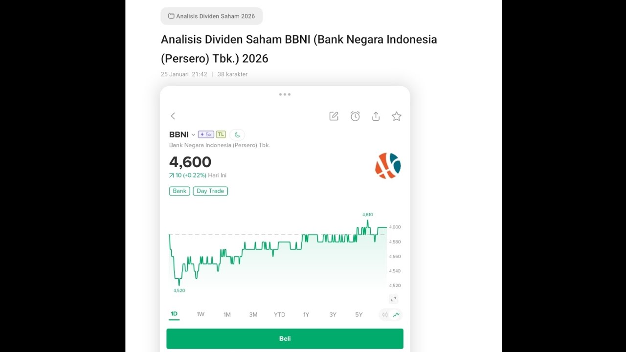 #Dividend Saham BBNI MARET 2026 #AnalisisSaham 💵 Bank Negara Indonesia #investasisaham
