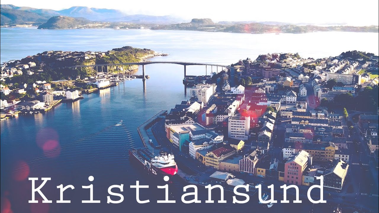 Kristiansund at sunset, 4K Drone footage