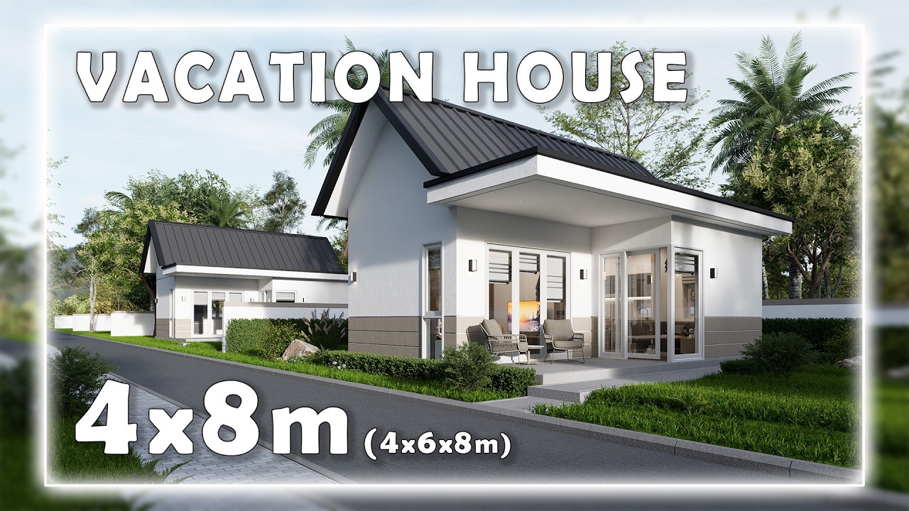 4×8m L-Shape Vacation House | Western Roof Design | Full Home Tour 🏡 With 2D Layout Floor Plan