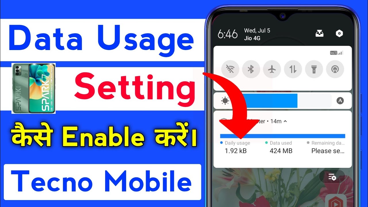 Data Usage Notification Bar In Tecno Phone | How To Enable Data Usage In Tecno Spark Mobile