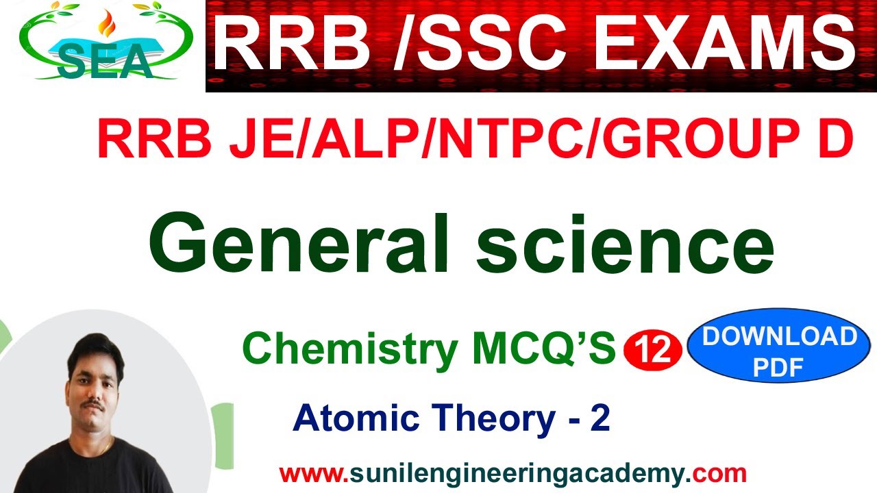 General Science Most important Mcq's ;Chemistry Mcq 12 for RRB JE 2024/RRB ALP/NTPC/RRB GROUP D