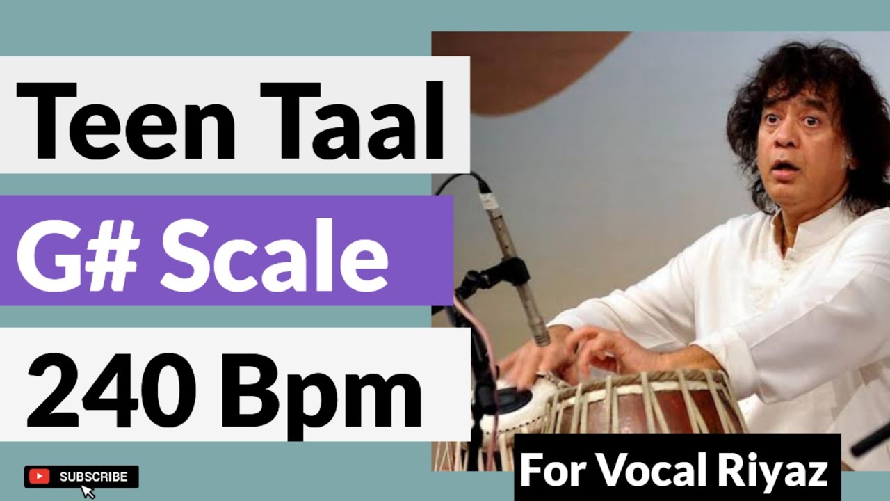Teen Taal Tabla Loop For Vocal Riyaz Paractice | 16 Matra Taal | G# Scale | 240 Bpm | 