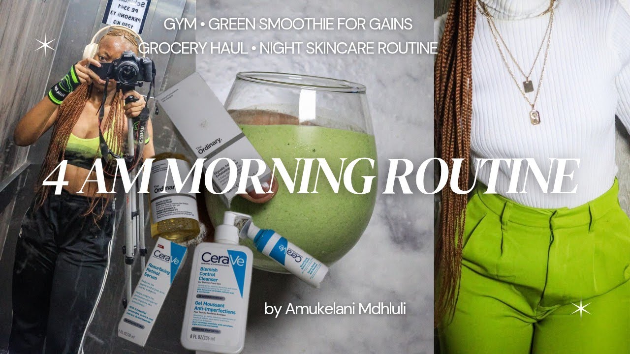 4AM MORNING ROUTINE: Gym + Green Smoothie For Gains + Grocery Haul + Night Skincare