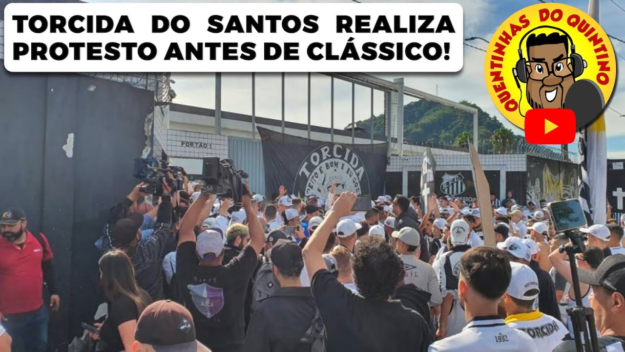 TORCIDA SANTISTA REALIZA PROTESTO ANTES DO CL&Aacute;SSICO