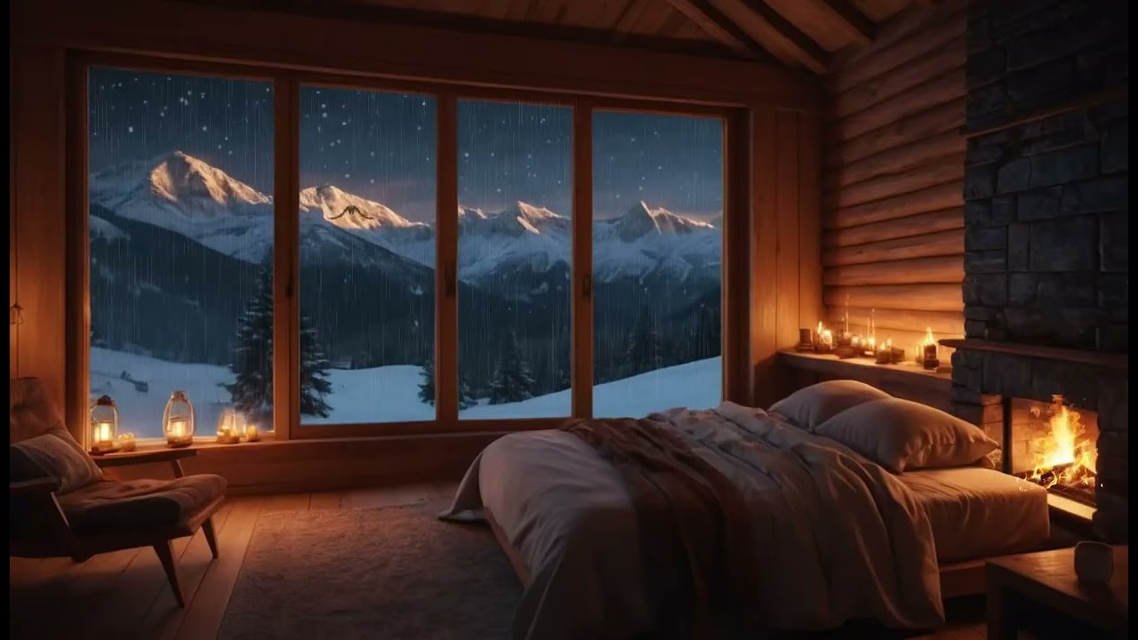 Fireplace Glow & Rainy Window 🌙🔥 | Calm Night Ambience