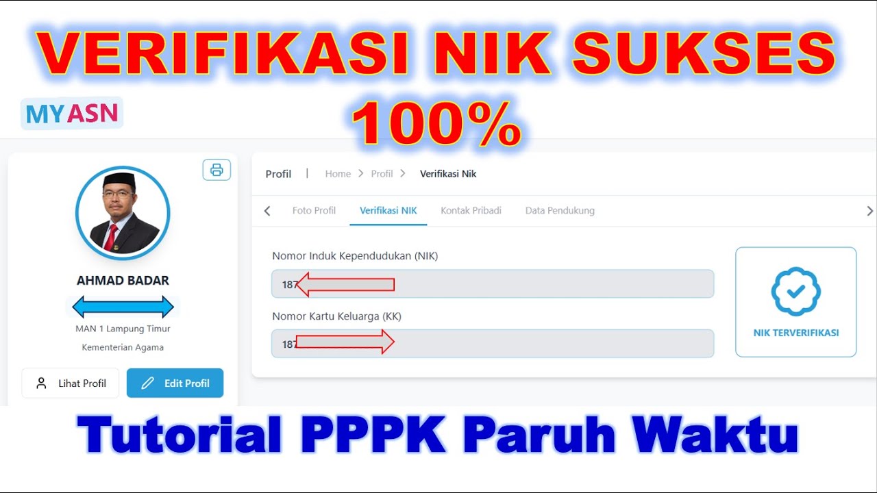 Cara Edit Profil & Verifikasi NIK ASN Digital PPPK Paruh Waktu | Tutorial Lengkap