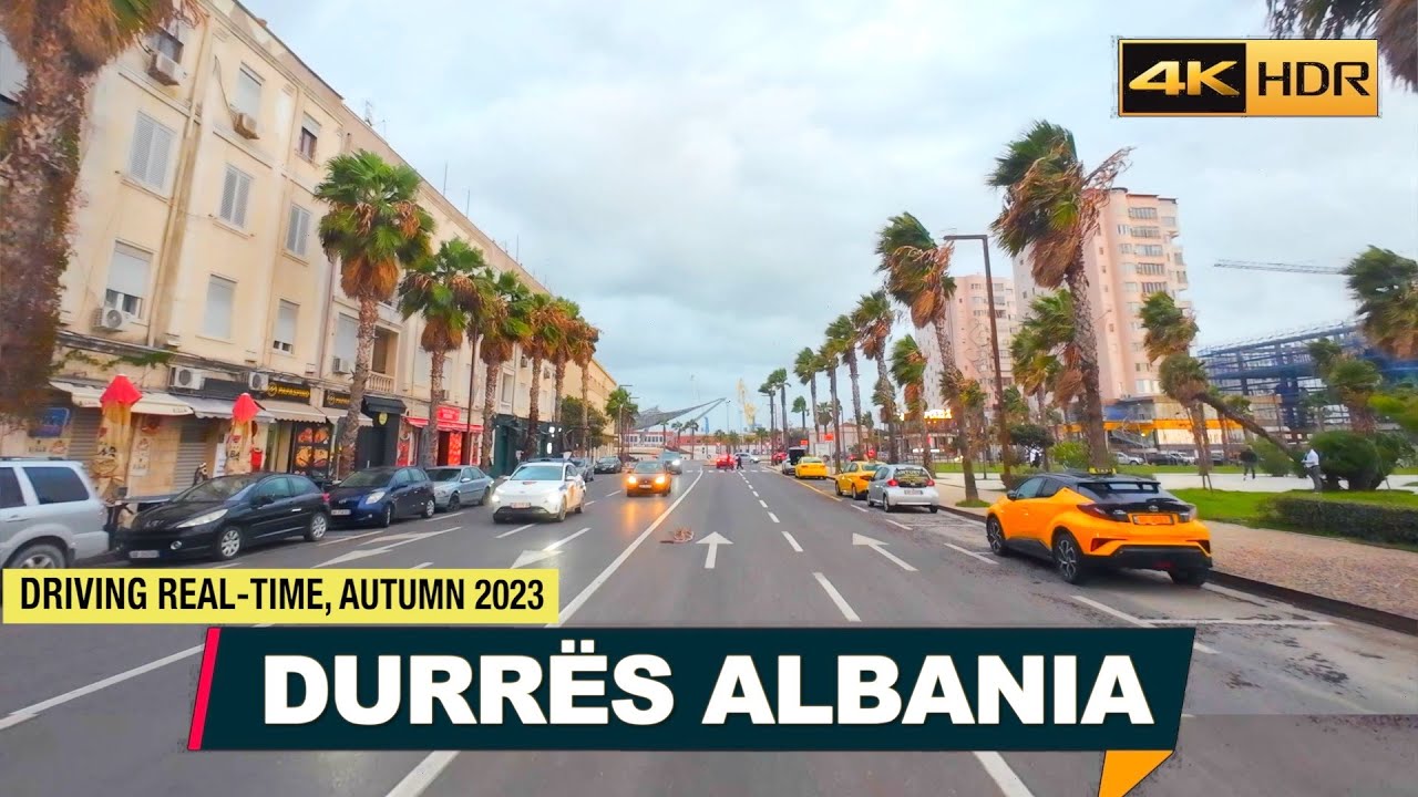 DURRES, ALBANIA, DRIVING REAL-TIME ON THE STREETS OF THE COASTAL CITY, WINTER IN DURRES (4K 60Fps)