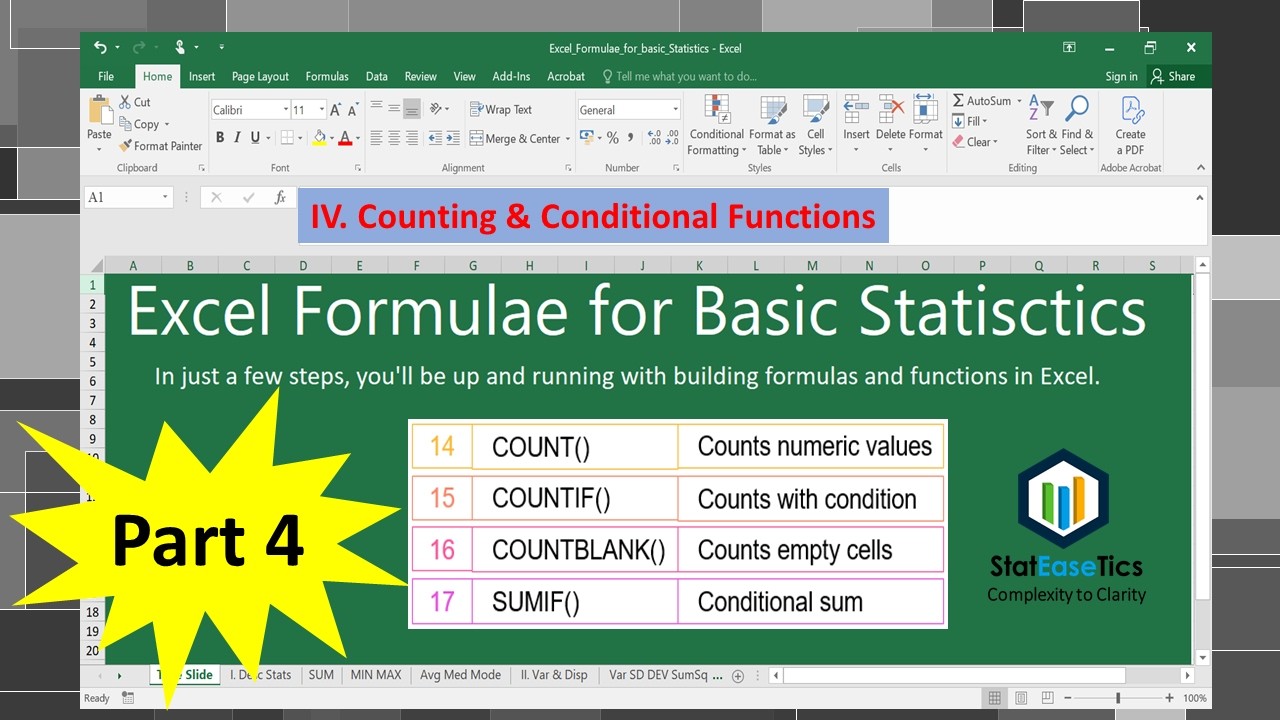 IV. Excel Formulae for Counting & Conditional Functions