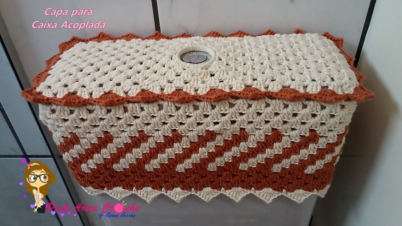 🚽# Capa  Caixa Acoplada em Fio Conduzido - Pink Artes Croche by Rosana Recchia