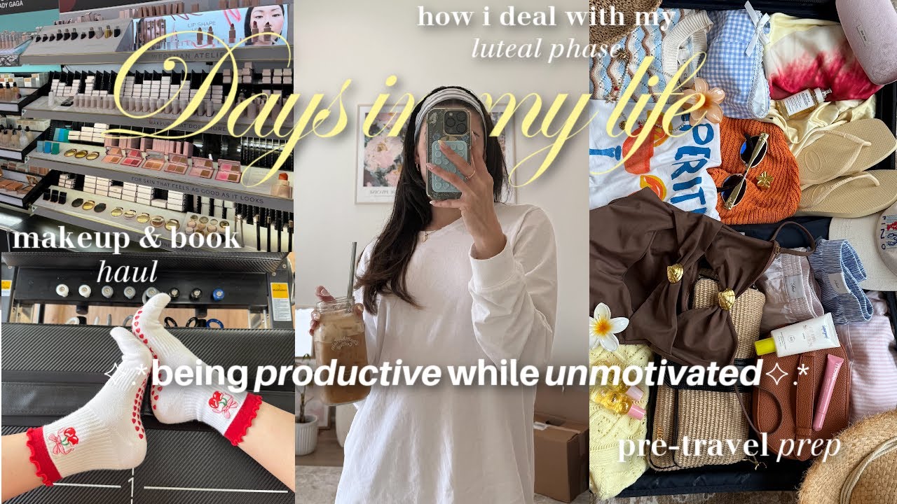 being productive while feeling unmotivated VLOG | travel prep, vacation haul, current reads, packing