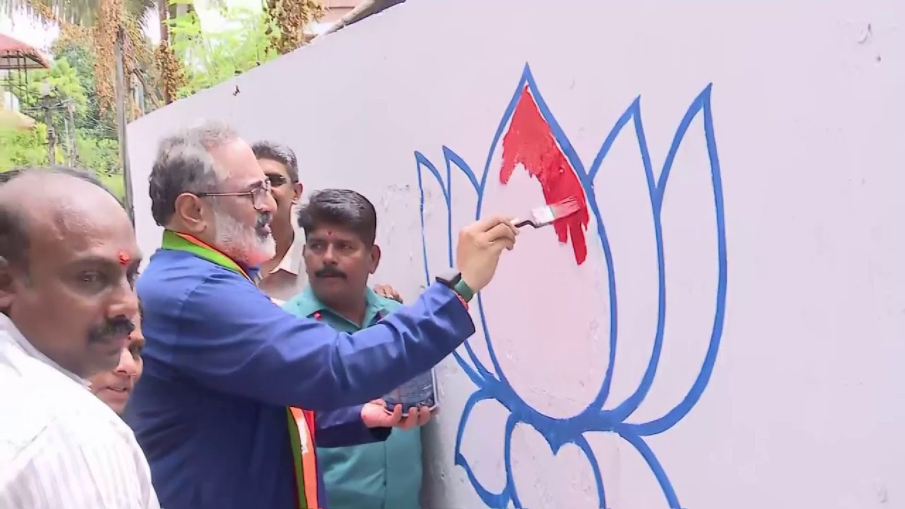 താമര ചിഹ്നത്തിന് നിറം പകർന്ന് BJP സംസ്ഥാന അധ്യക്ഷൻ; നേമത്ത് പ്രചാരണത്തിന് തുടക്കം