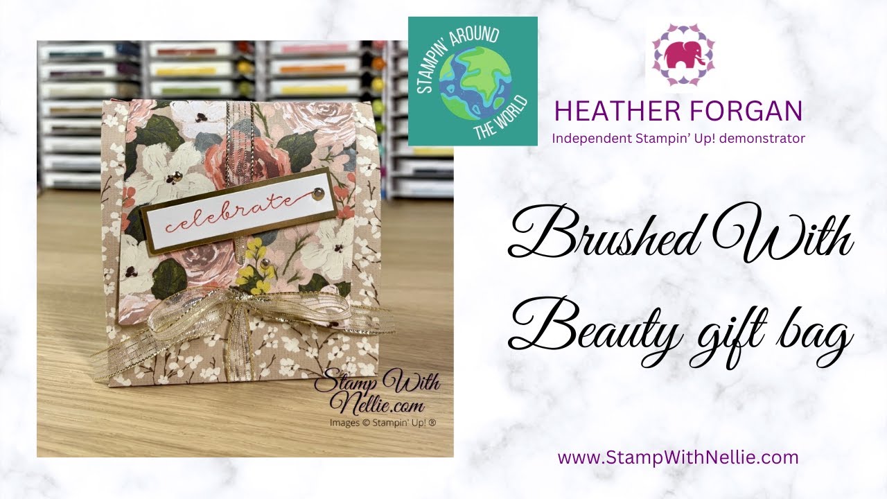Как сделать подарочный пакет с помощью Stampin' Up! Brushed With Beauty DSP - Stampin' Around The...