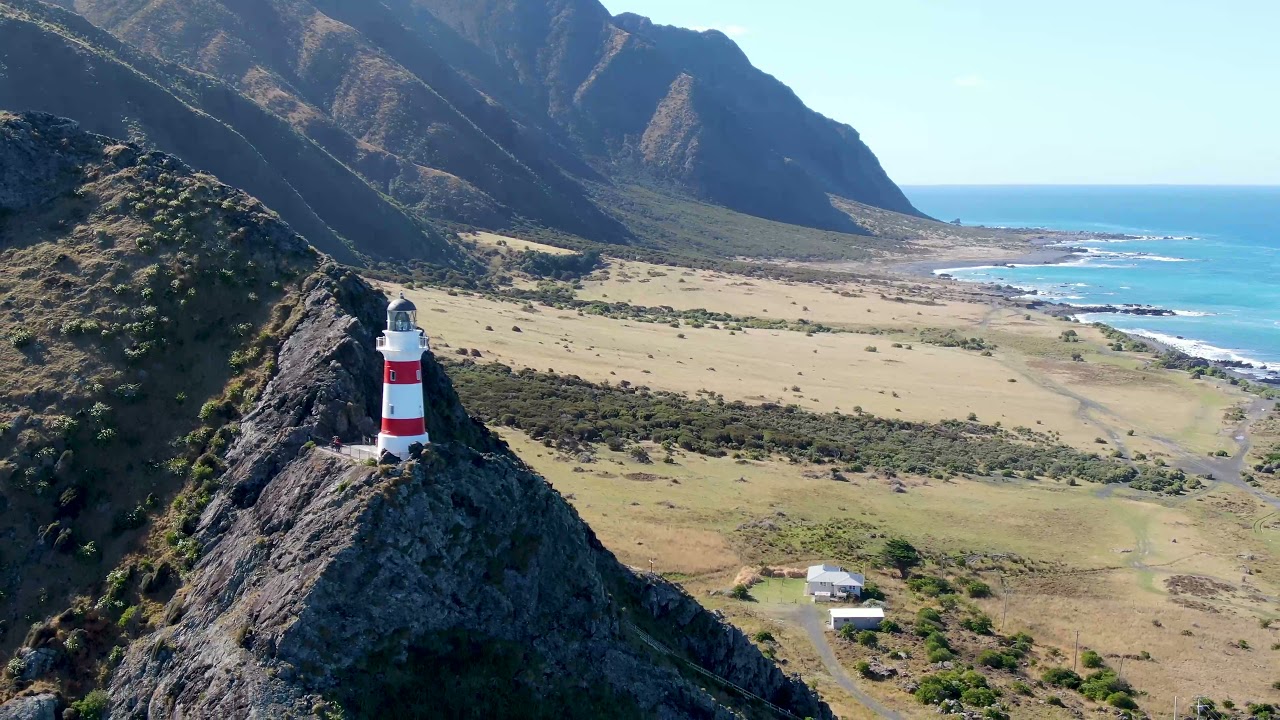 Cape Palliser Lighthouse Wairarapa New Zealand - Drone Documentary 4K Footage