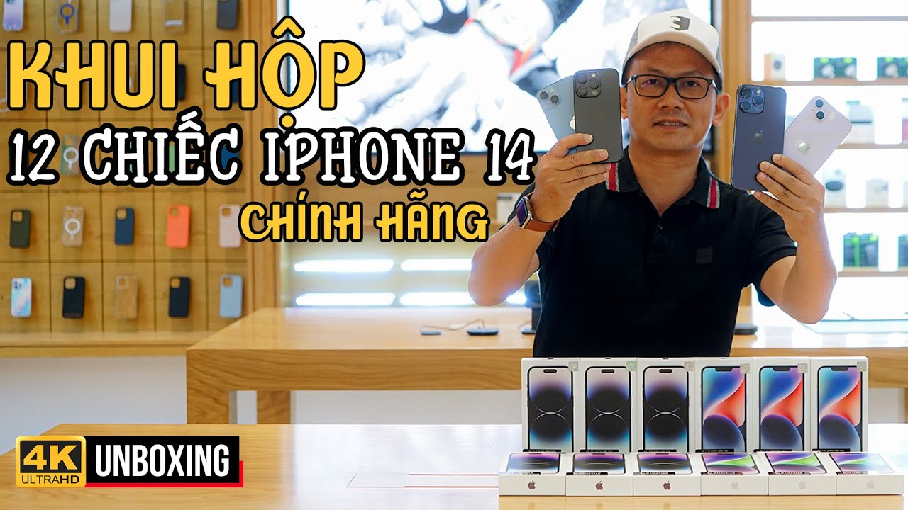 KHUI HỘP 12 CHIẾC IPHONE 14, 14 PLUS, 14 PRO, 14 PRO MAX CHÍNH HÃNG VN/A ĐỂ TRƯNG BÀY TRẢI NGHIỆM