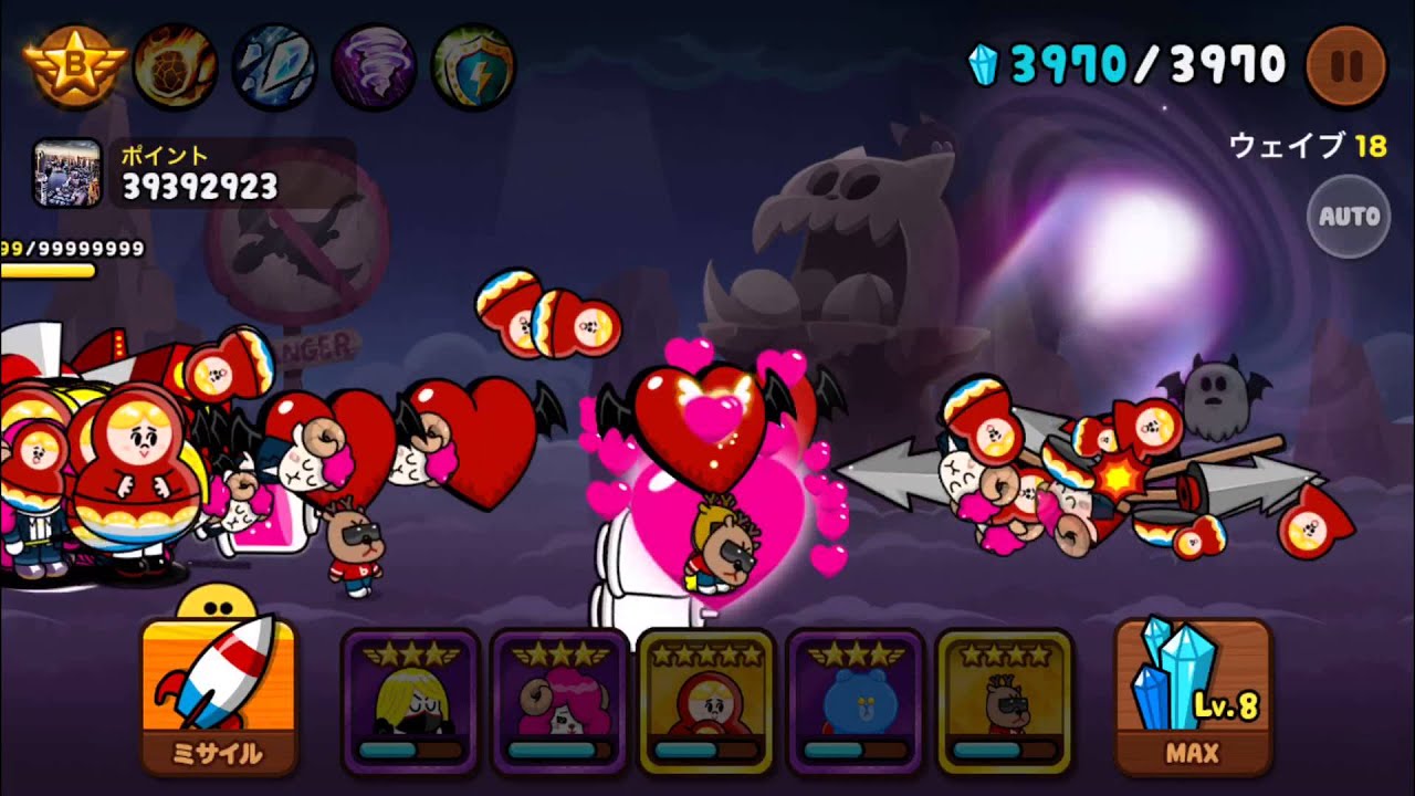 LINE RANGERS Season 2 ENDLESS MODE WAVE 18 LOOP 無限モードで1億1567万点 (2015.2.14)
