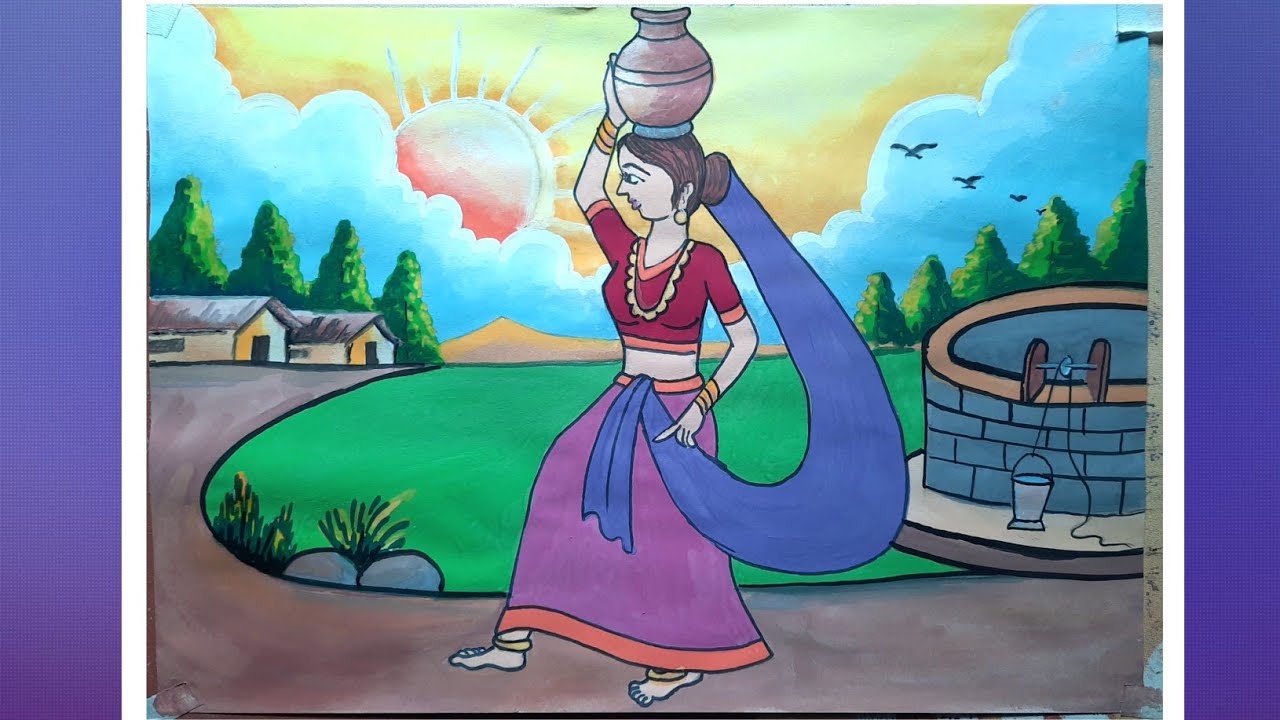How to Panihari | How to Draw a woman carrying water | Drawing Book | પનીહારી | Panihari | पनिहारी |